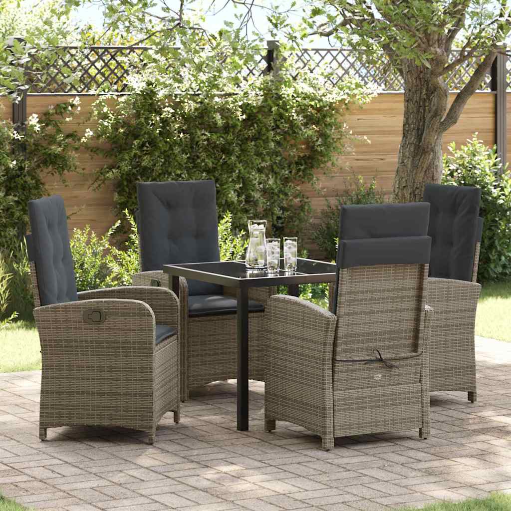 Ensemble de salle à manger pour jardin 5 pcs Gris polyrotin - XIOS
