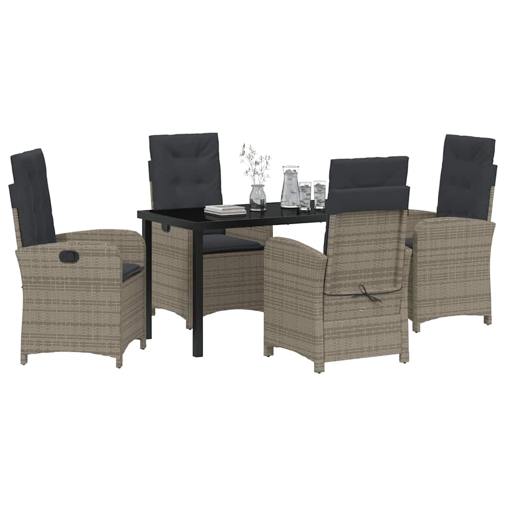 Ensemble de salle à manger pour jardin 5 pcs Gris polyrotin - XIOS