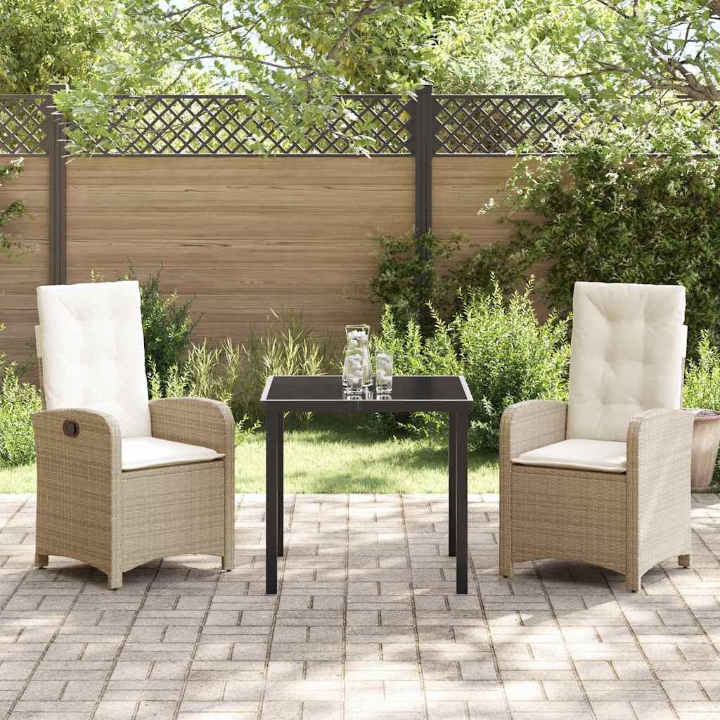 Ensemble de salle à manger pour jardin 3 pcs Beige polyrotin - XIOS
