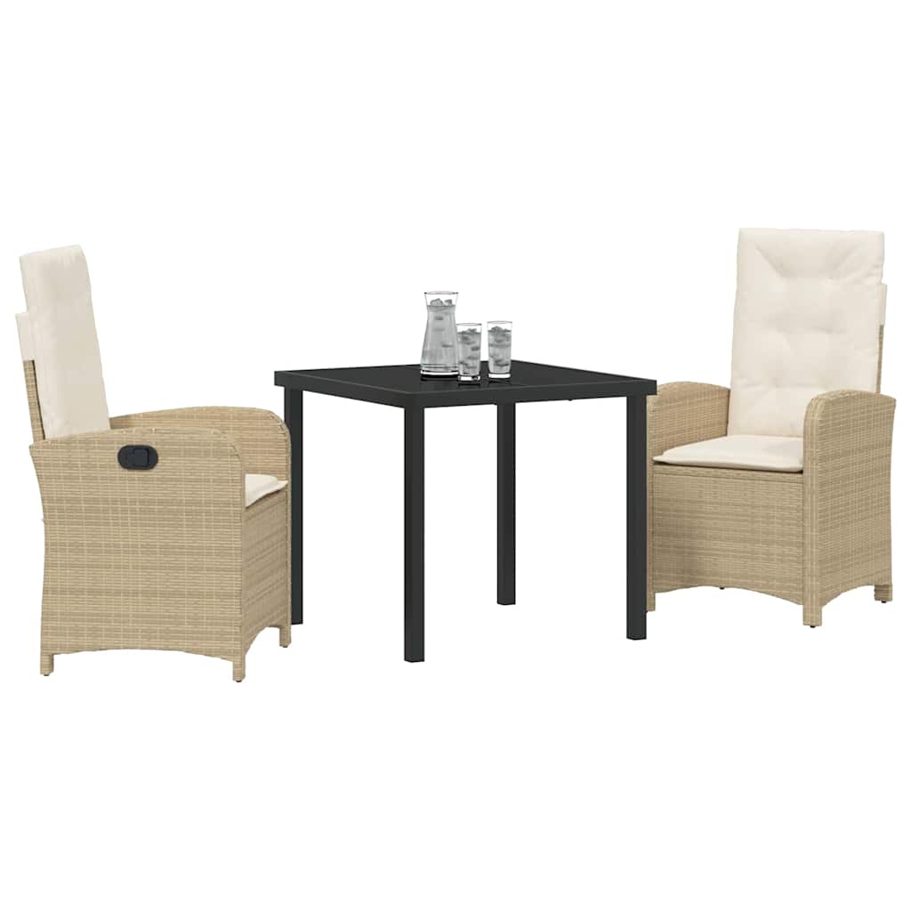 Ensemble de salle à manger pour jardin 3 pcs Beige polyrotin - XIOS