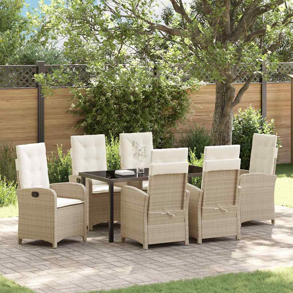 Ensemble de salle à manger pour jardin 7 pcs Beige polyrotin - XIOS