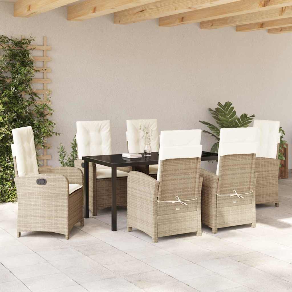 Ensemble de salle à manger pour jardin 7 pcs Beige polyrotin - XIOS