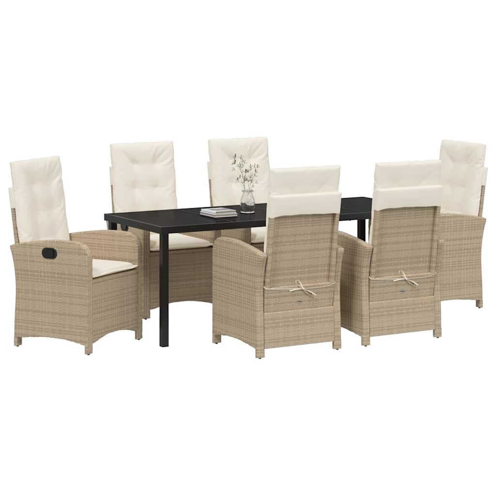 Ensemble de salle à manger pour jardin 7 pcs Beige polyrotin - XIOS