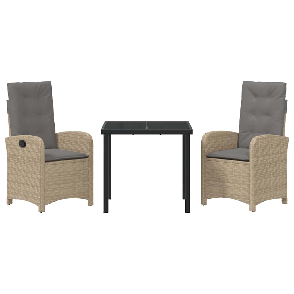 Ensemble de salle à manger pour jardin 3 pcs Beige polyrotin - XIOS