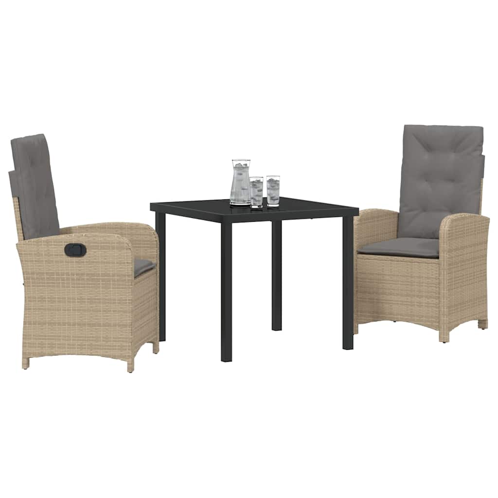 Ensemble de salle à manger pour jardin 3 pcs Beige polyrotin - XIOS
