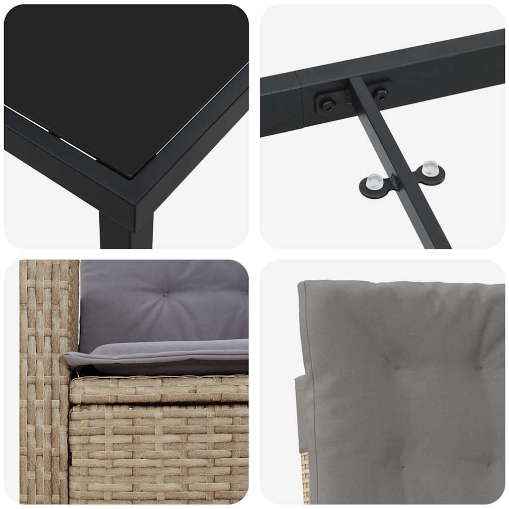 Ensemble de salle à manger pour jardin 5 pcs Beige polyrotin - XIOS