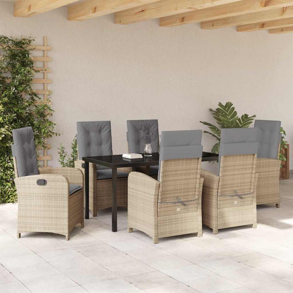 Ensemble de salle à manger pour jardin 7 pcs Beige polyrotin - XIOS