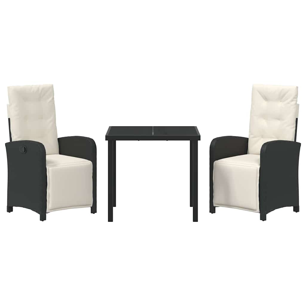 Ensemble de salle à manger pour jardin 3 pcs Noir polyrotin - XIOS