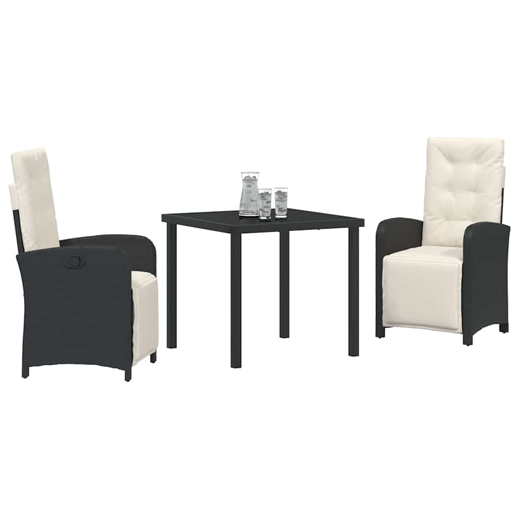 Ensemble de salle à manger pour jardin 3 pcs Noir polyrotin - XIOS