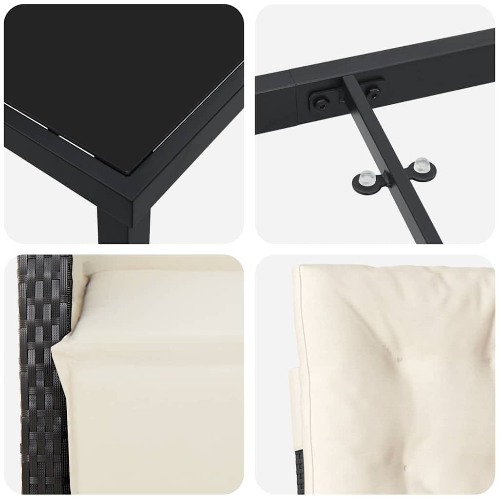 Ensemble de salle à manger pour jardin 5 pcs Noir polyrotin - XIOS