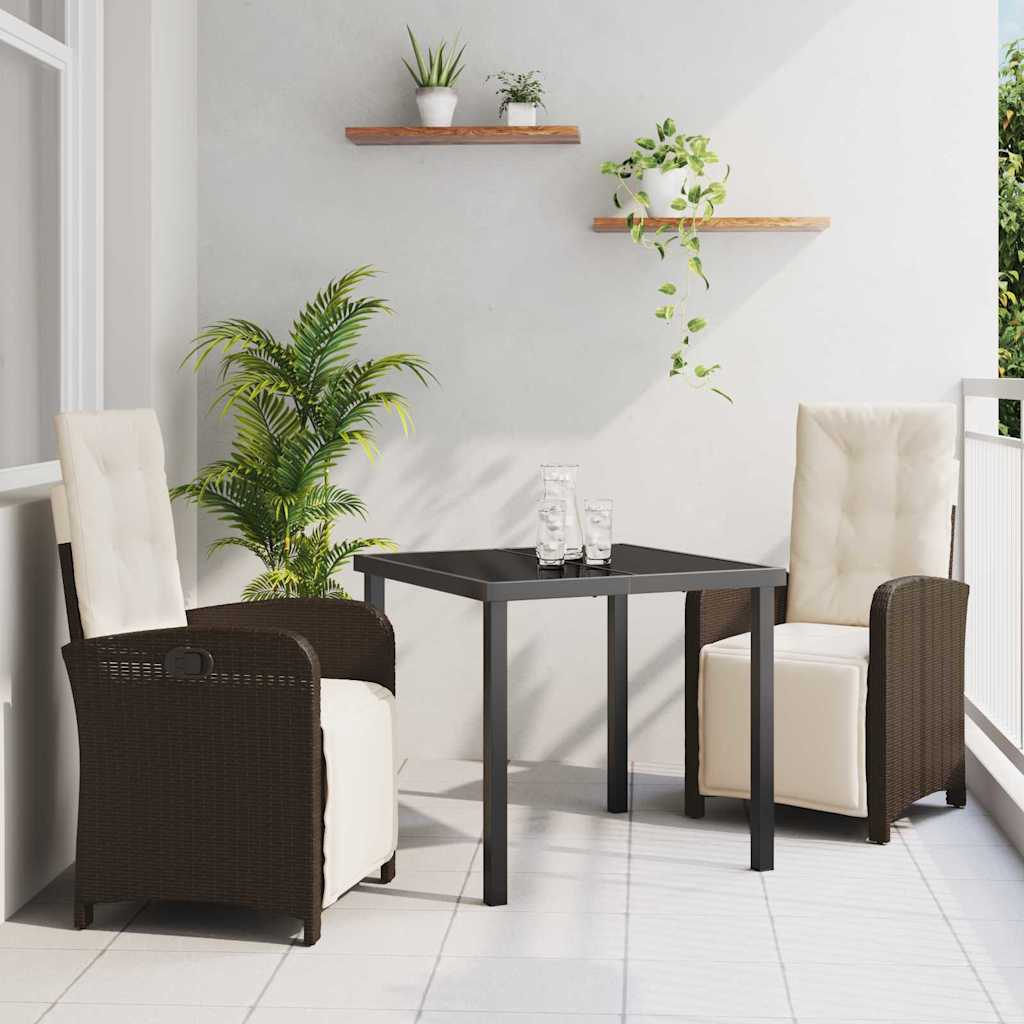 Ensemble de salle à manger pour jardin 3 pcs Marron polyrotin - XIOS