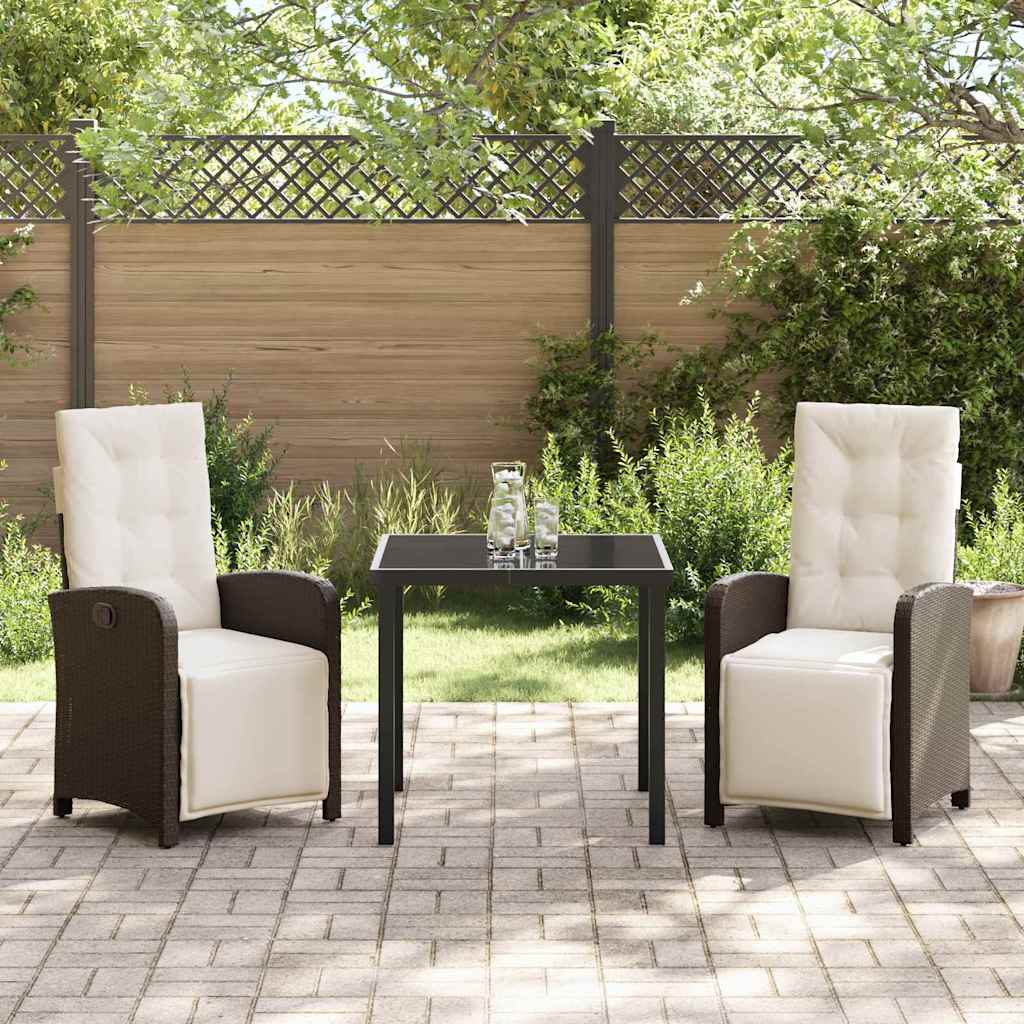 Ensemble de salle à manger pour jardin 3 pcs Marron polyrotin - XIOS