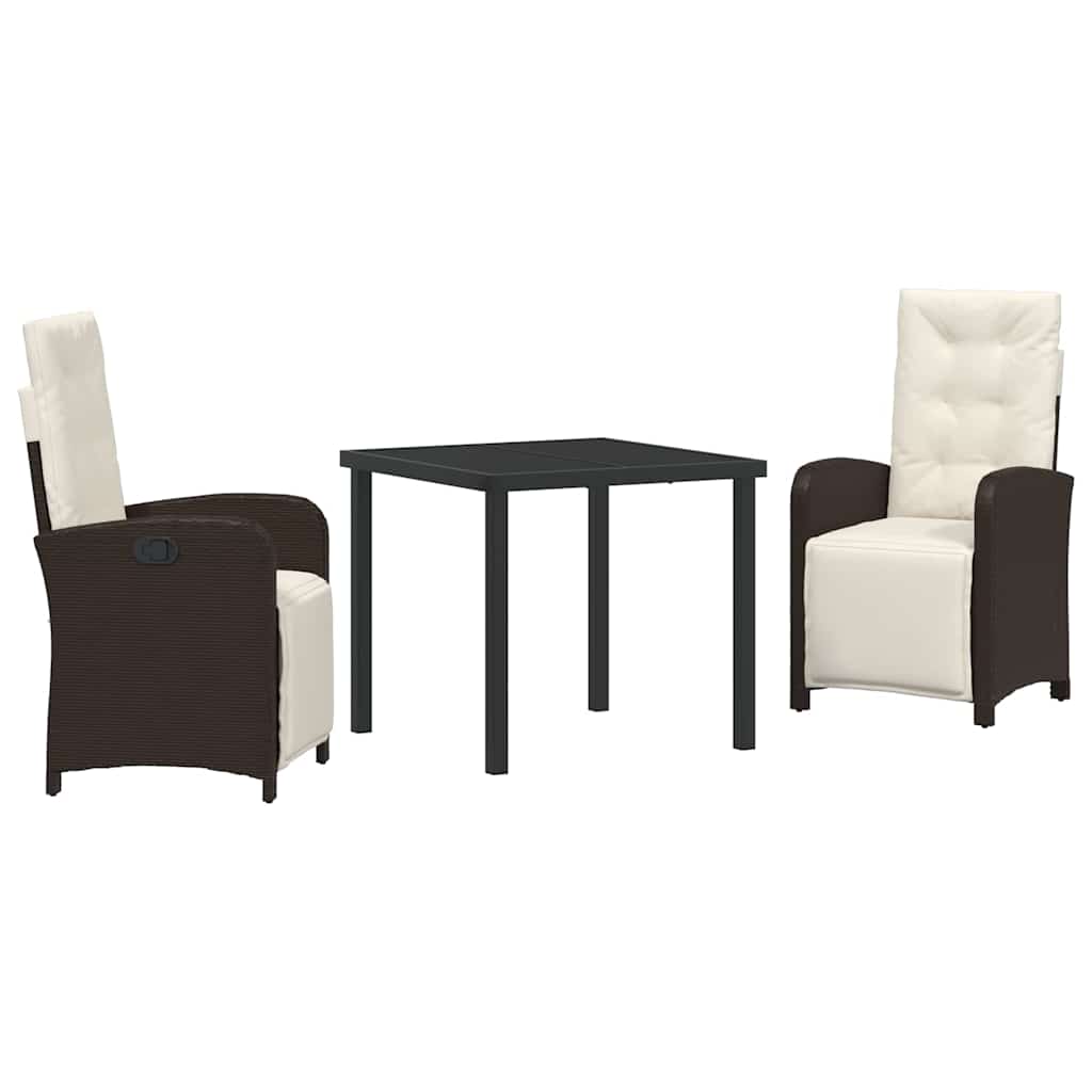 Ensemble de salle à manger pour jardin 3 pcs Marron polyrotin - XIOS