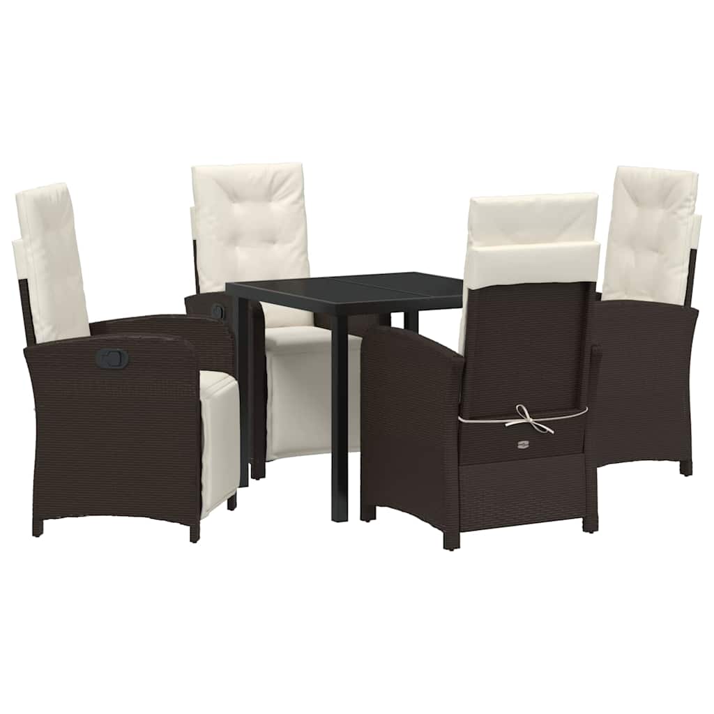 Ensemble de salle à manger pour jardin 5 pcs Marron polyrotin - XIOS