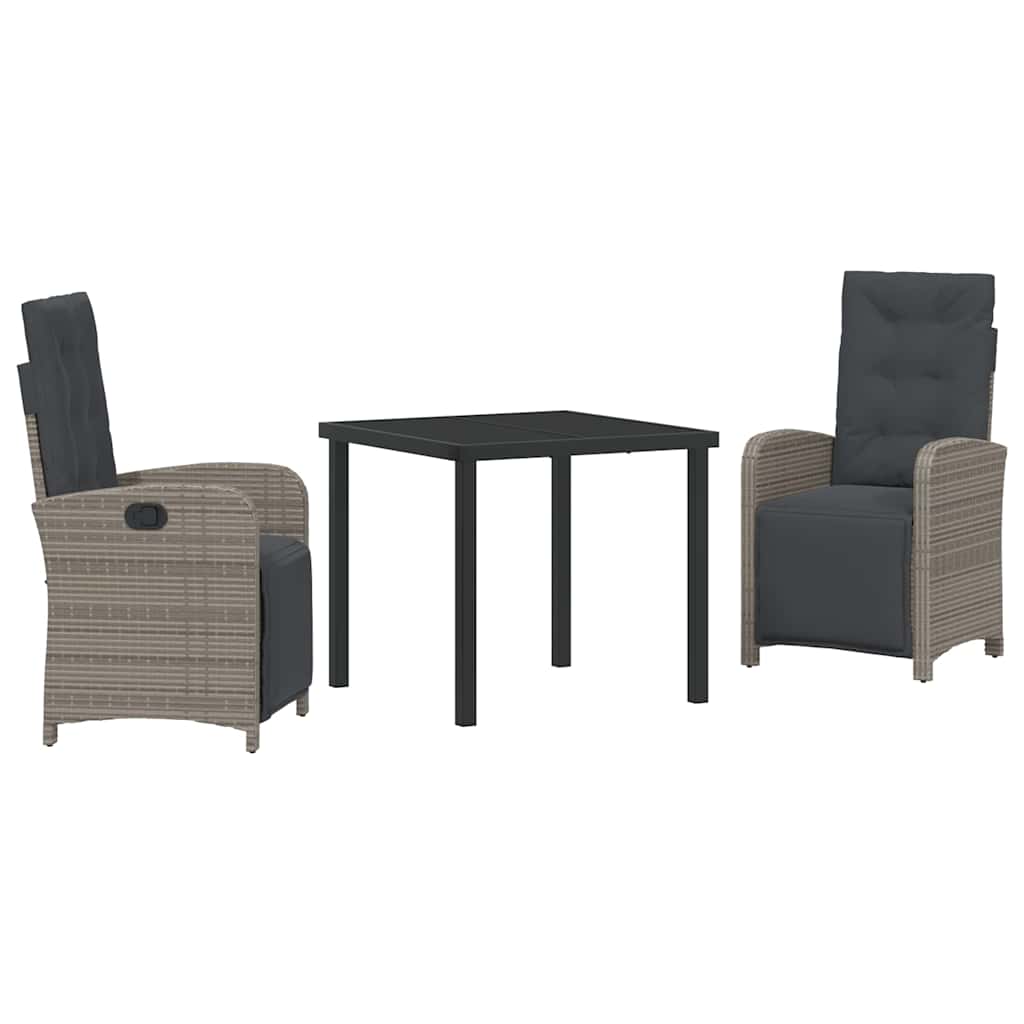 Ensemble de salle à manger pour jardin 3 pcs Gris polyrotin - XIOS