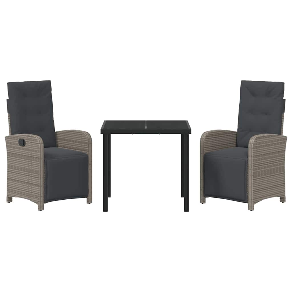Ensemble de salle à manger pour jardin 3 pcs Gris polyrotin - XIOS