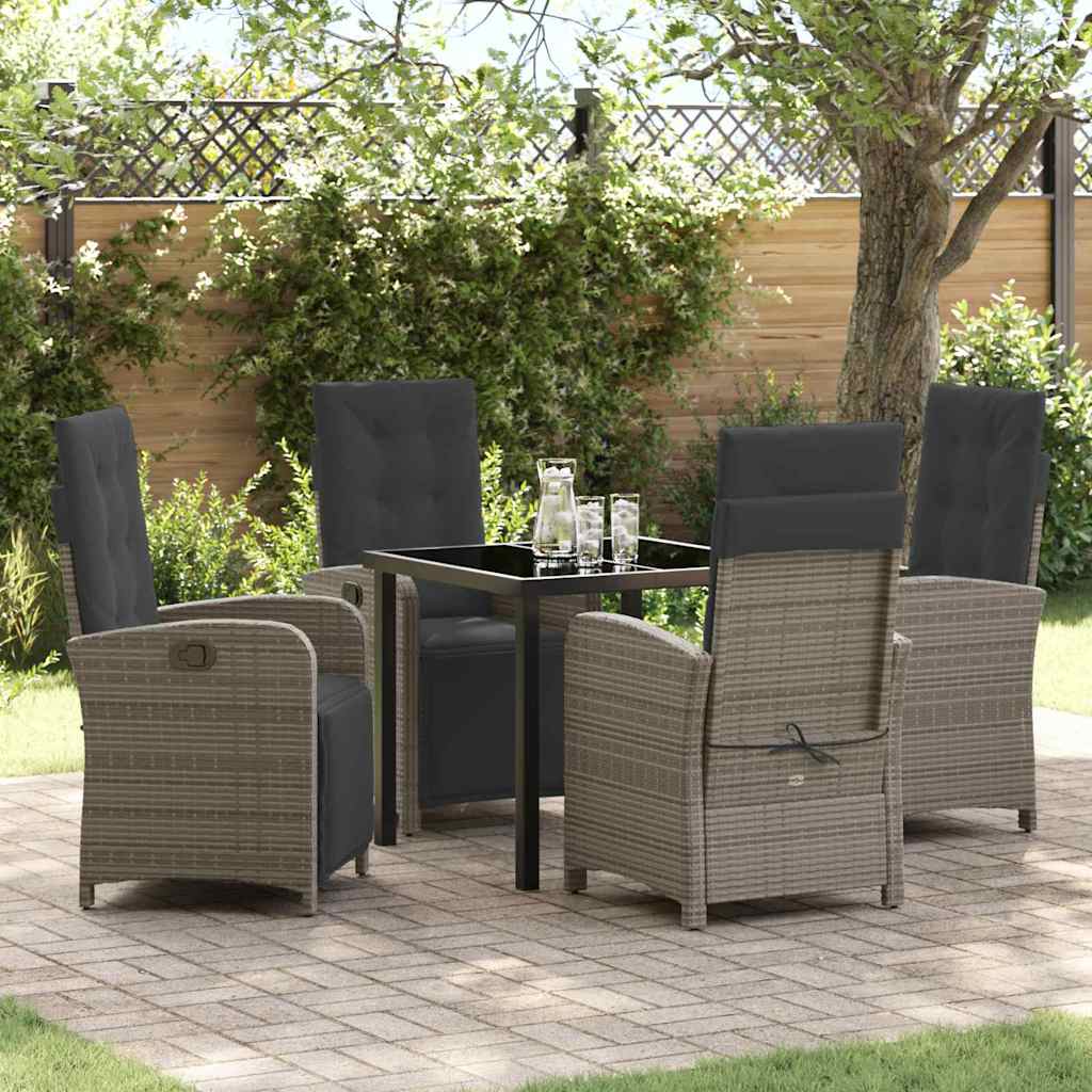 Ensemble de salle à manger pour jardin 5 pcs Gris polyrotin - XIOS