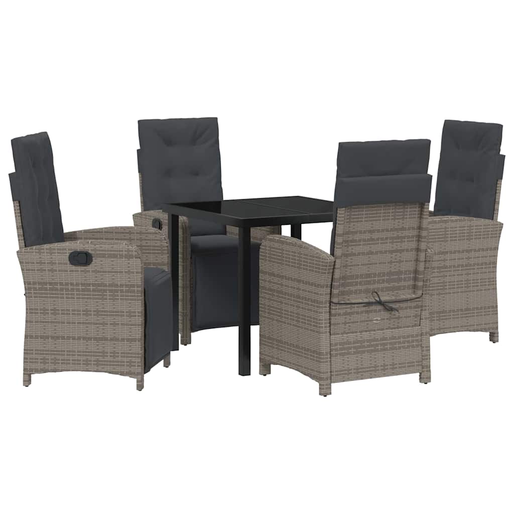 Ensemble de salle à manger pour jardin 5 pcs Gris polyrotin - XIOS