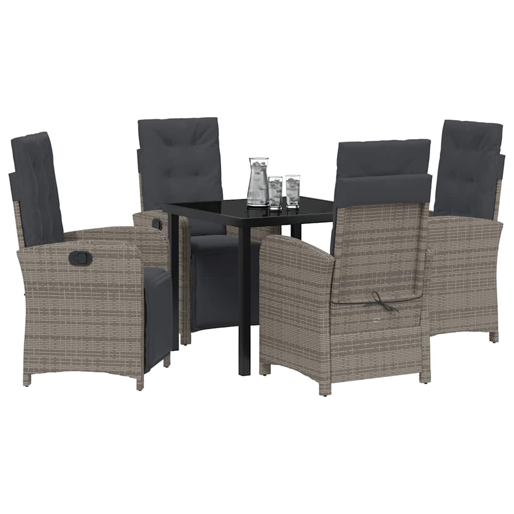 Ensemble de salle à manger pour jardin 5 pcs Gris polyrotin - XIOS
