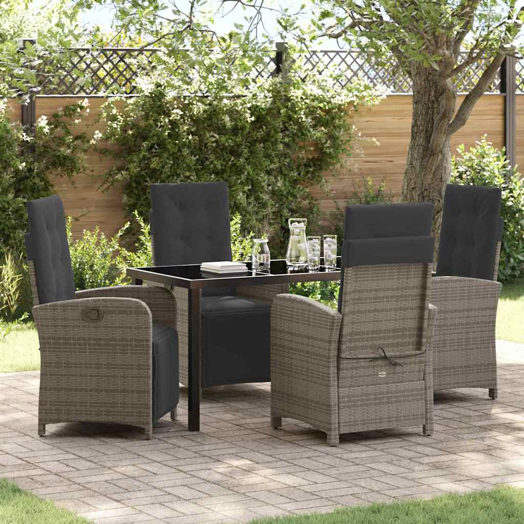 Ensemble de salle à manger pour jardin 5 pcs Gris polyrotin - XIOS