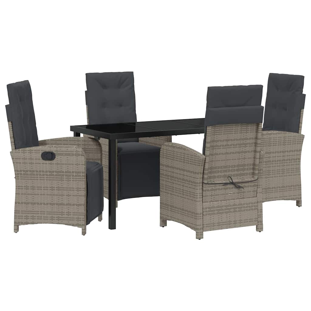 Ensemble de salle à manger pour jardin 5 pcs Gris polyrotin - XIOS