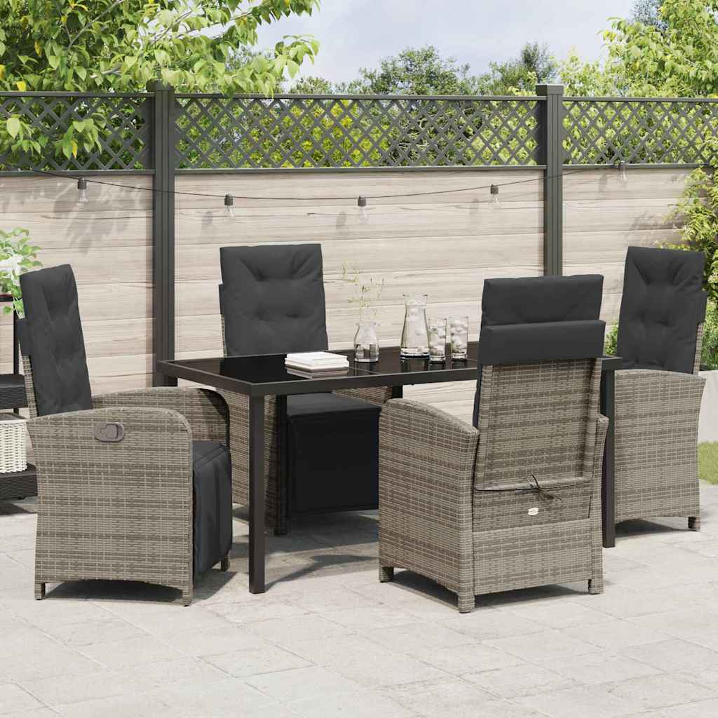 Ensemble de salle à manger pour jardin 5 pcs Gris polyrotin - XIOS