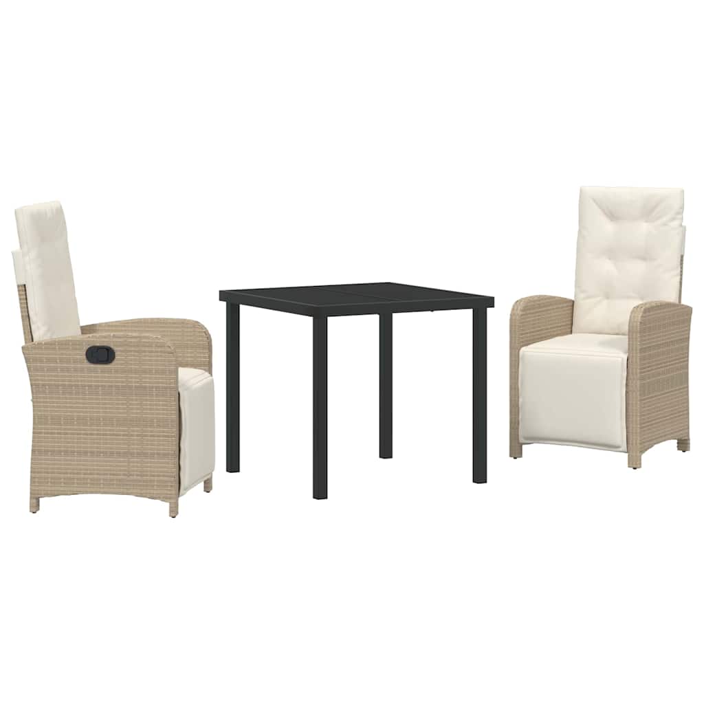 Ensemble de salle à manger pour jardin 3 pcs Beige polyrotin - XIOS