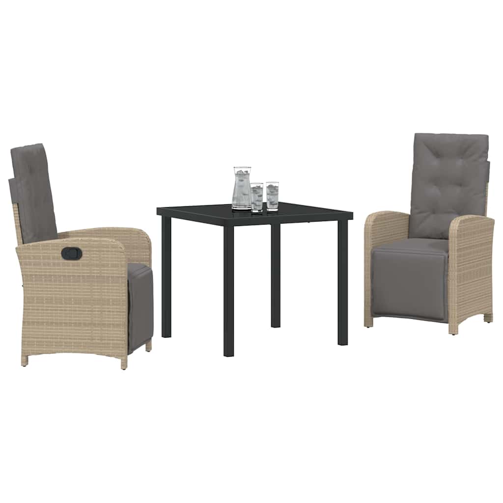 Ensemble de salle à manger pour jardin 3 pcs Beige polyrotin - XIOS