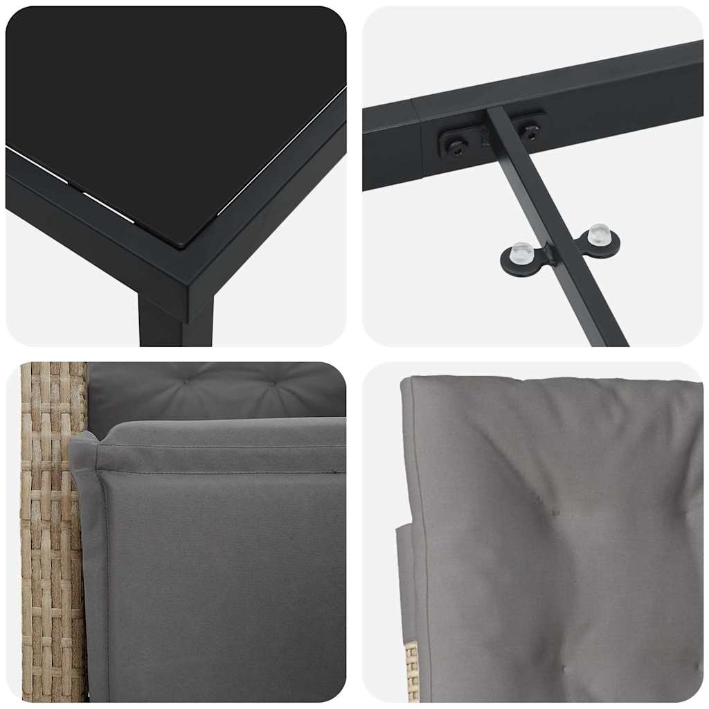 Ensemble de salle à manger pour jardin 5 pcs Beige polyrotin - XIOS