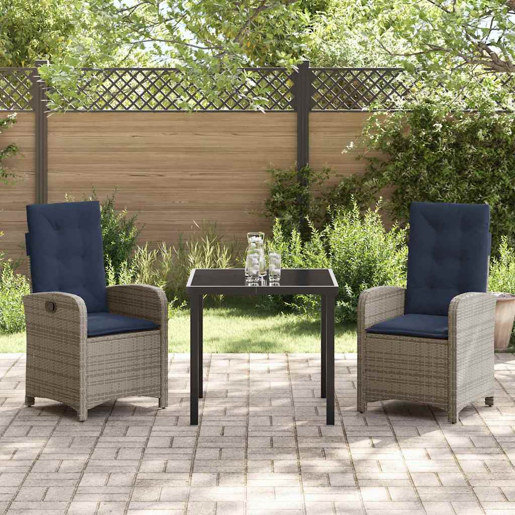 Ensemble de salle à manger pour jardin 3 pcs Gris polyrotin - XIOS