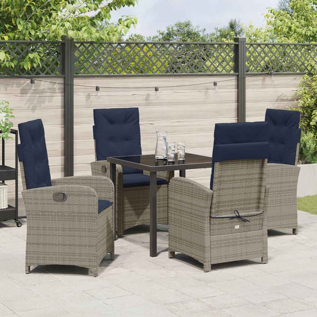 Ensemble de salle à manger pour jardin 5 pcs Gris polyrotin - XIOS