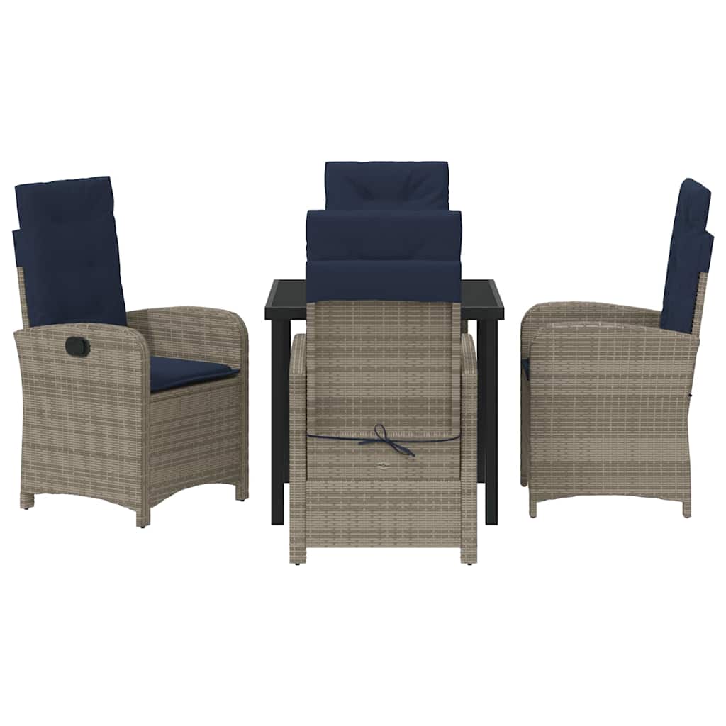 Ensemble de salle à manger pour jardin 5 pcs Gris polyrotin - XIOS
