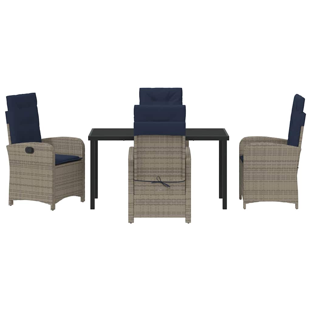 Ensemble de salle à manger pour jardin 5 pcs Gris polyrotin - XIOS