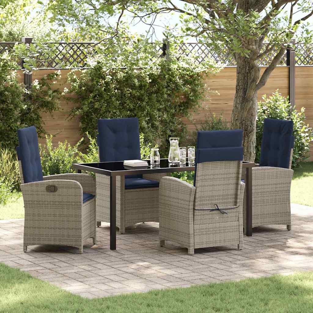 Ensemble de salle à manger pour jardin 5 pcs Gris polyrotin - XIOS