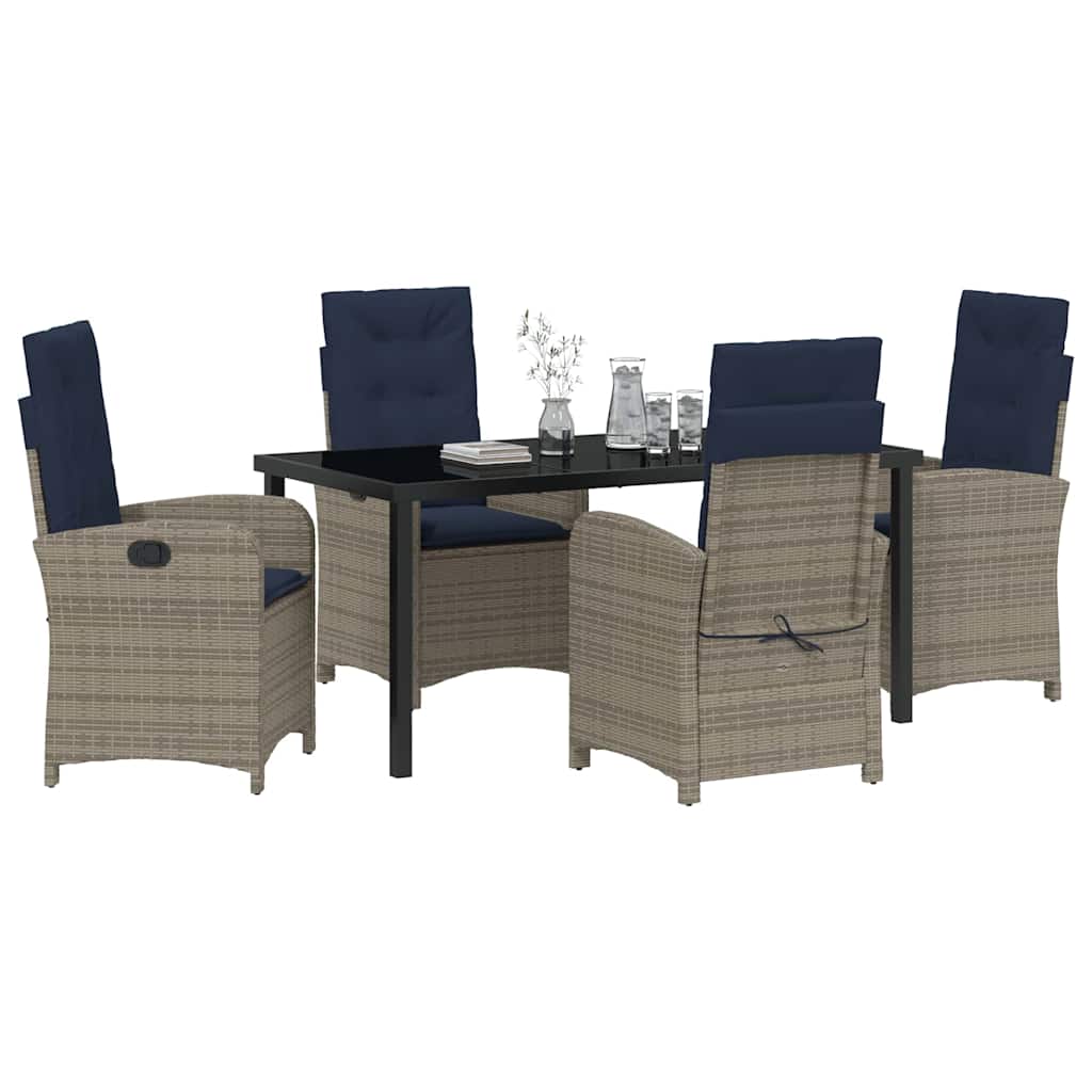 Ensemble de salle à manger pour jardin 5 pcs Gris polyrotin - XIOS