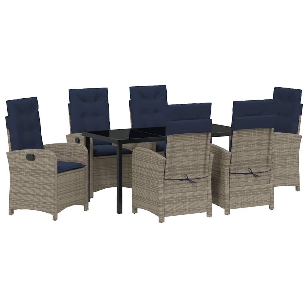 Ensemble de salle à manger pour jardin 7 pcs Gris polyrotin - XIOS