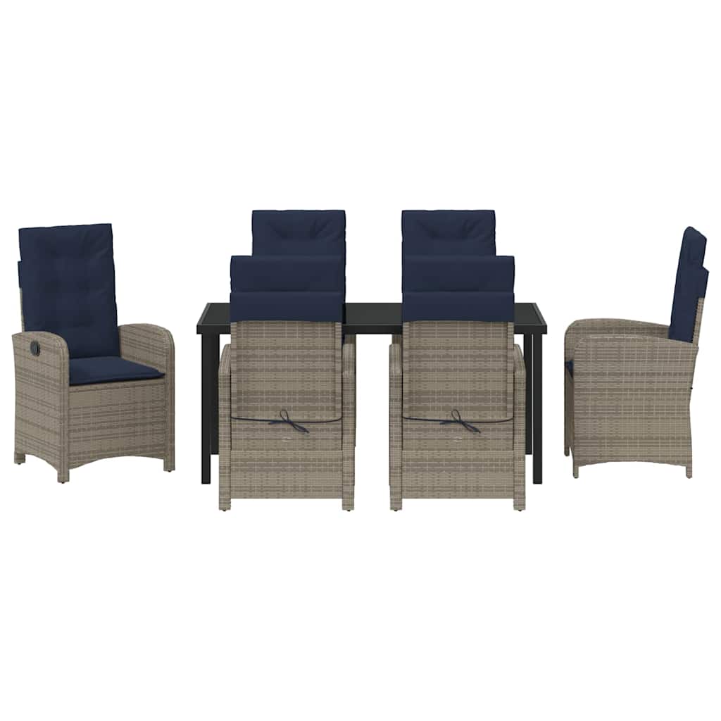 Ensemble de salle à manger pour jardin 7 pcs Gris polyrotin - XIOS