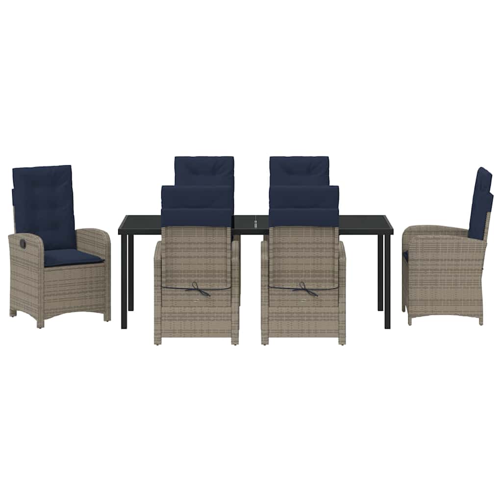 Ensemble de salle à manger pour jardin 7 pcs Gris polyrotin - XIOS