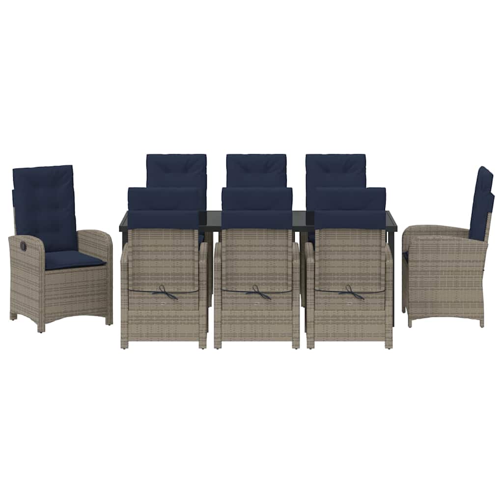 Ensemble de salle à manger pour jardin 9 pcs Gris polyrotin - XIOS