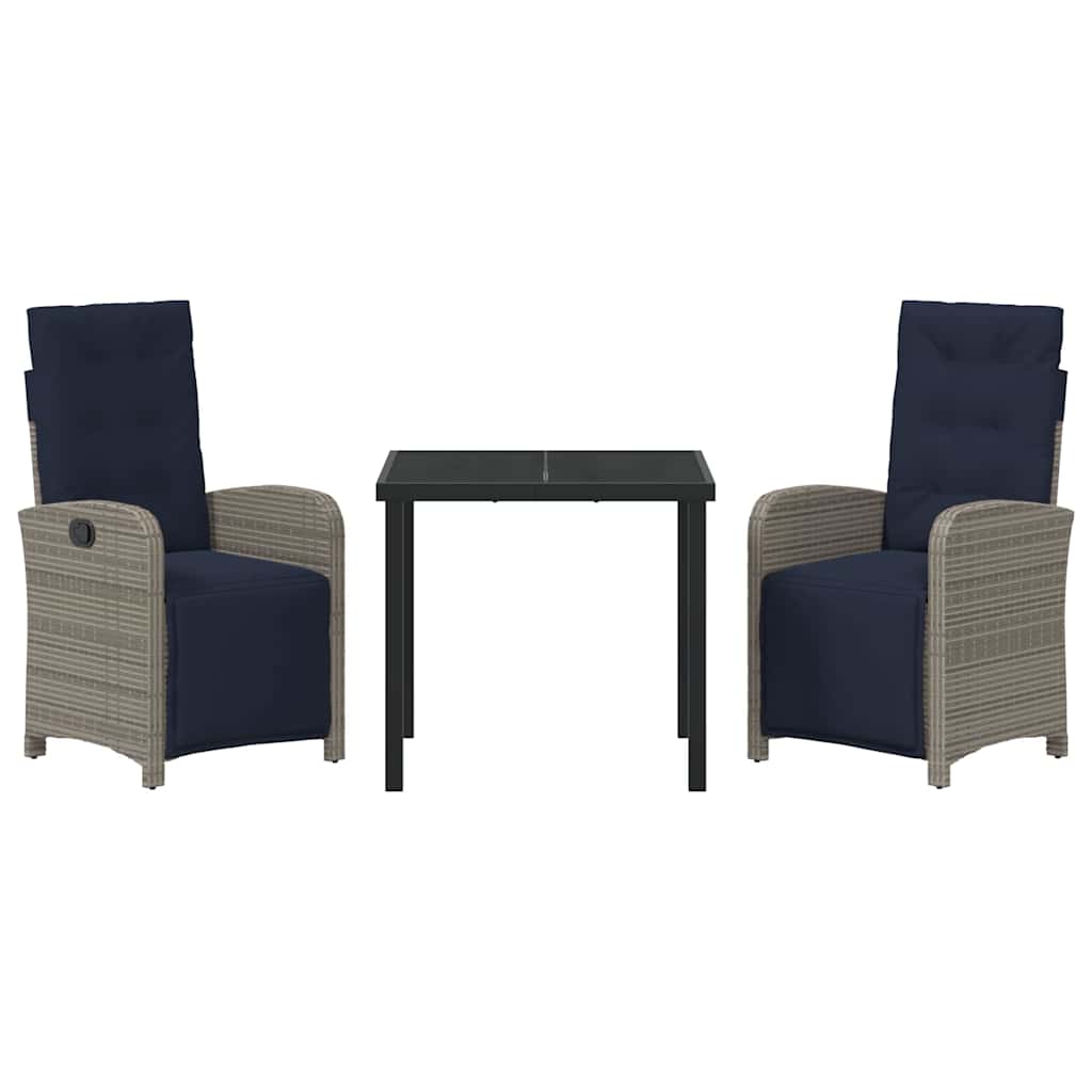 Ensemble de salle à manger pour jardin 3 pcs Gris polyrotin - XIOS