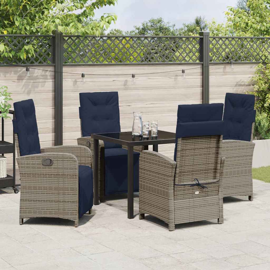 Ensemble de salle à manger pour jardin 5 pcs Gris polyrotin - XIOS