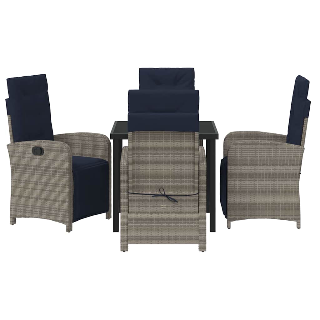 Ensemble de salle à manger pour jardin 5 pcs Gris polyrotin - XIOS