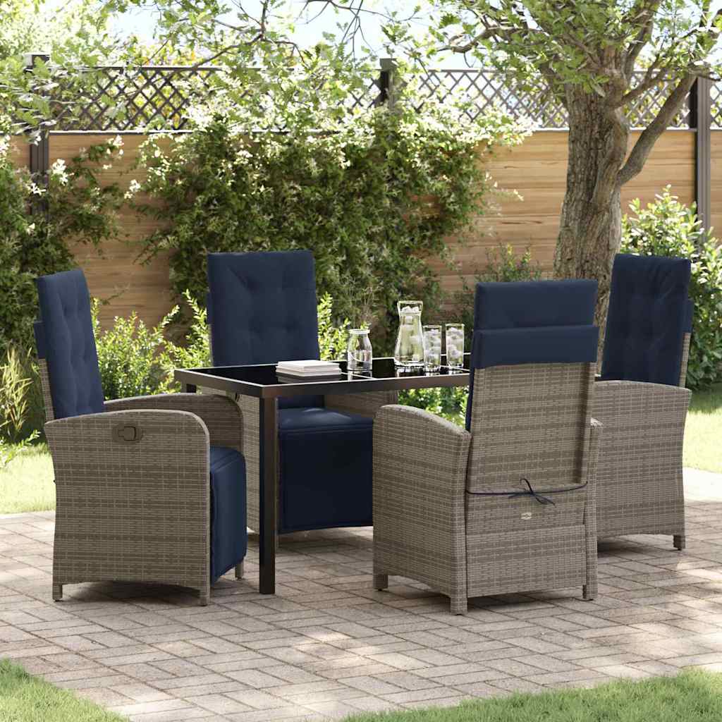 Ensemble de salle à manger pour jardin 5 pcs Gris polyrotin - XIOS
