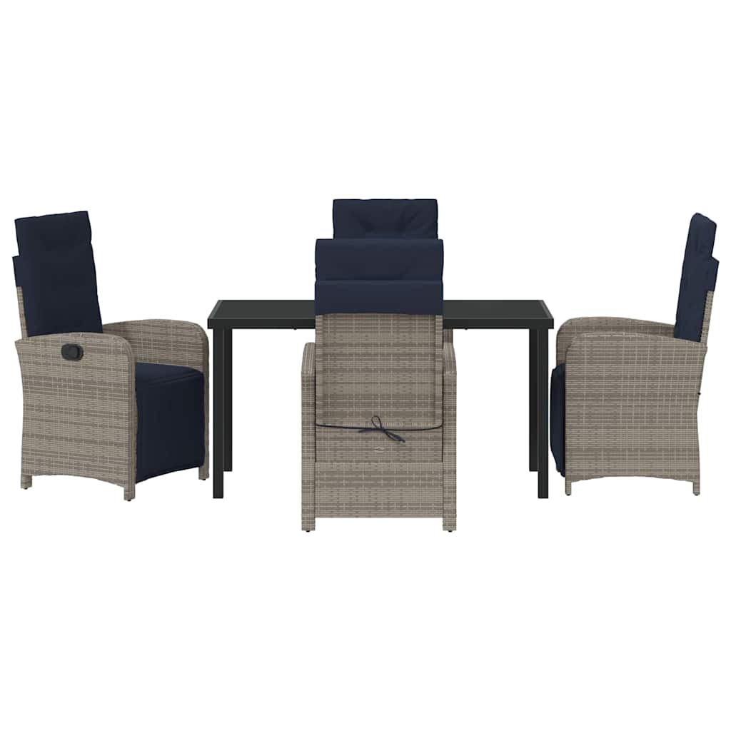 Ensemble de salle à manger pour jardin 5 pcs Gris polyrotin - XIOS