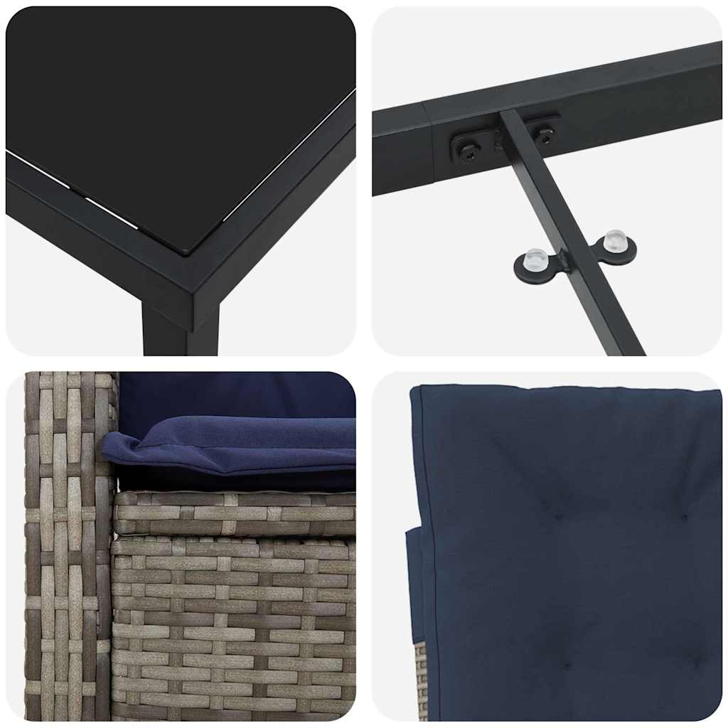 Ensemble de salle à manger pour jardin 5 pcs Gris polyrotin - XIOS