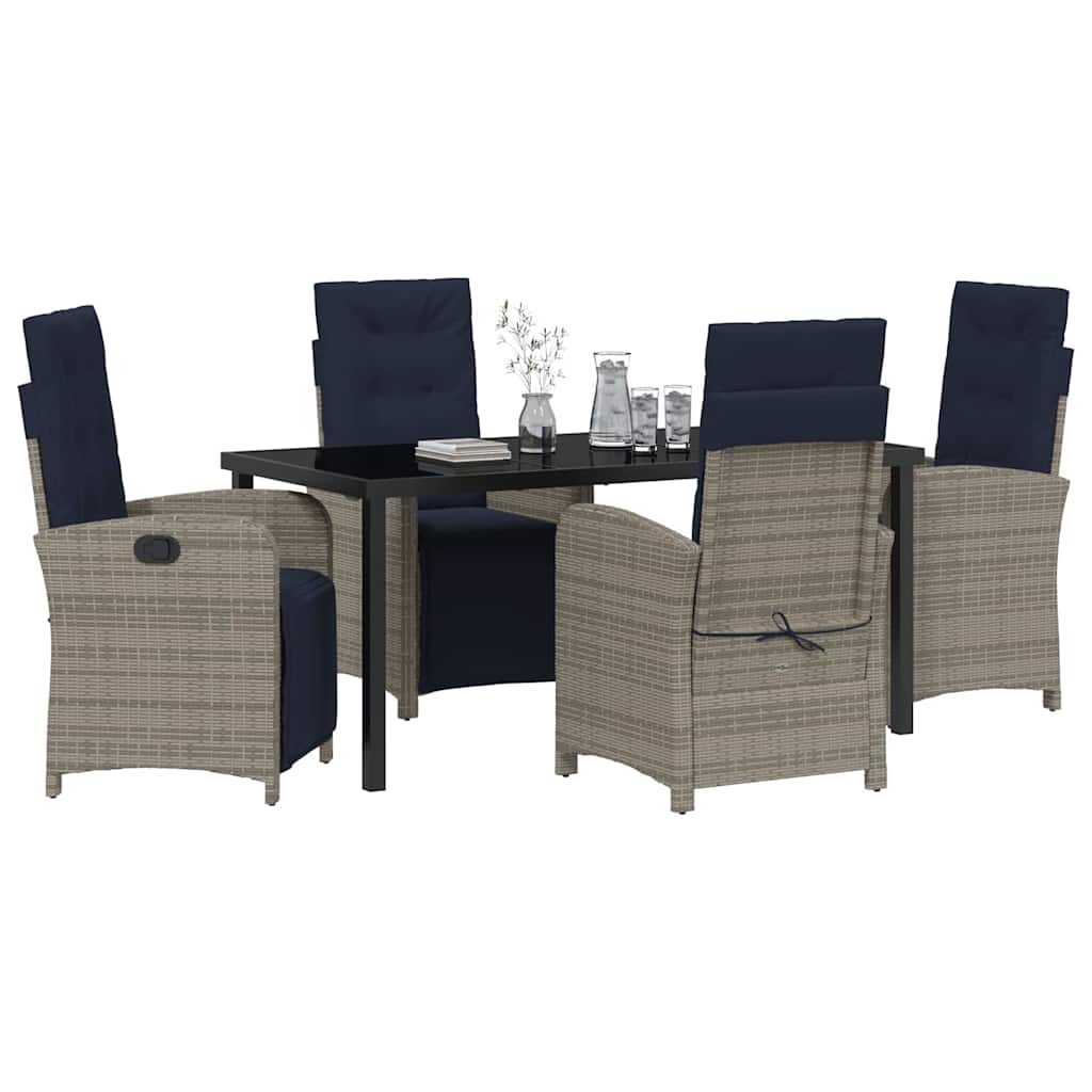 Ensemble de salle à manger pour jardin 5 pcs Gris polyrotin - XIOS