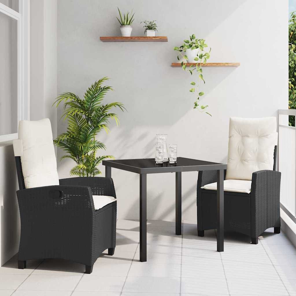 Ensemble de salle à manger pour jardin 3 pcs Noir polyrotin - XIOS