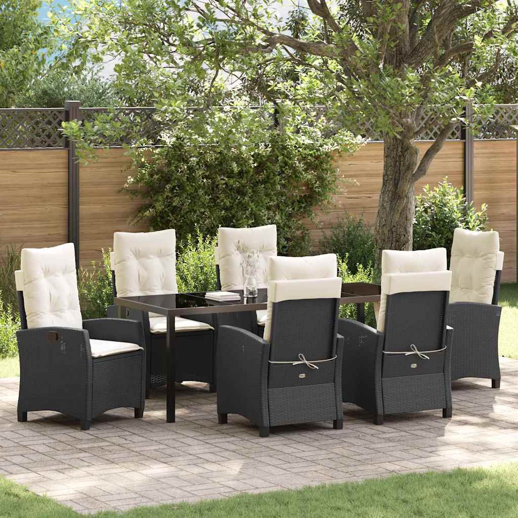 Ensemble de salle à manger pour jardin 7 pcs Noir polyrotin - XIOS