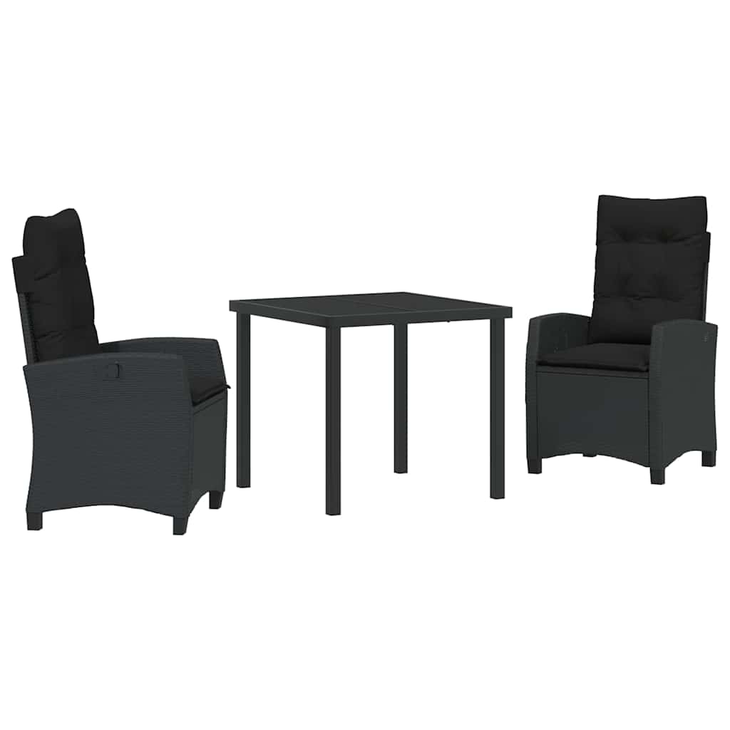 Ensemble de salle à manger pour jardin 3 pcs Noir polyrotin - XIOS