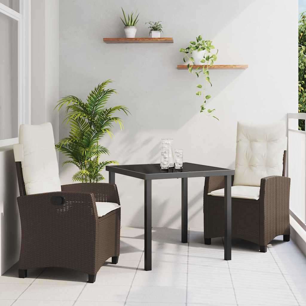 Ensemble de salle à manger pour jardin 3 pcs Marron polyrotin - XIOS